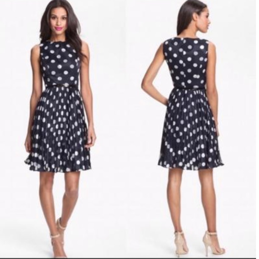 Adrianna Papell Navy polka dot dress